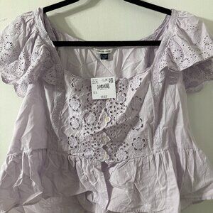 American Eagle Cap Sleeve Ruffle Eyelet Top size XL